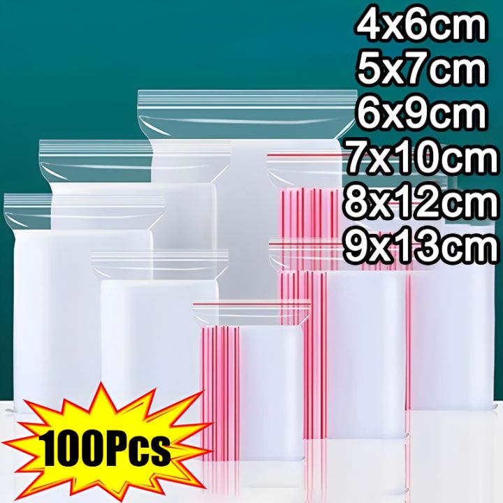 100Pcs Small Zip Lock Baggies Plastic Packaging Bags Small Storage