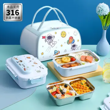 304 Stainless Steel Insulated Lunch Box Sealed Crisper Double Deck  Compartment Lunch Box Microwave Portable Lunch Box