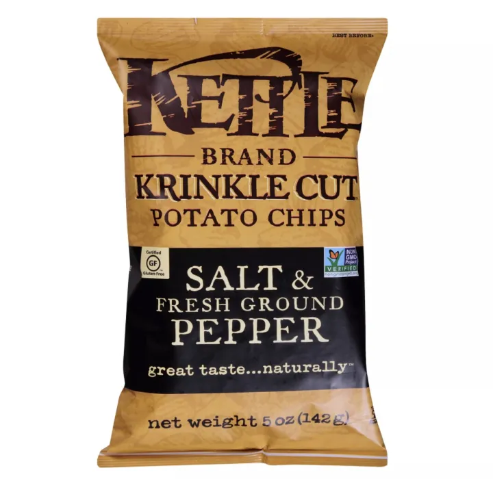 Kettle Chips Krinkle Cut Salt & Fresh Ground Pepper Potato Chips 141g