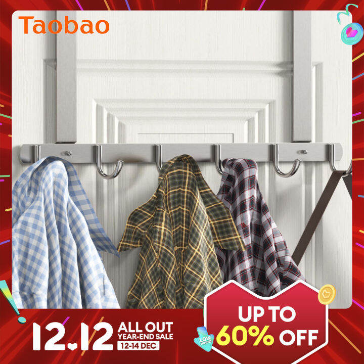 Behind the Door Hook No Punch Hanger UltraLong Bedroom Door Back Door Clothes Hook Stainless