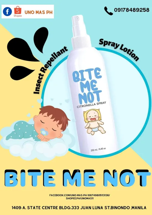 250ML BITE ME NOT CITRONELLA SPRAY LOTION MOSQUITOES REPELLENT. Lazada PH