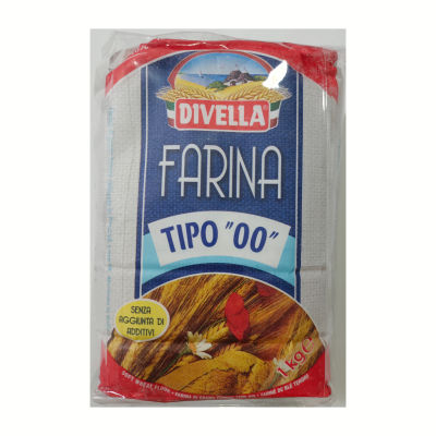 Divella Plain Farina Flour Tippo "00" แป้งสาลีดูรัมวีท 100% สำหรับทำพิชซ่าและเบเกอร์รี่ ตราดีเวลล่า