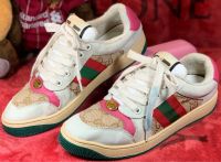 รองเท้าผ้าใบ  Gucci Screener Sneaker #พื้นเขียว size 37 มือ2 ของแท้