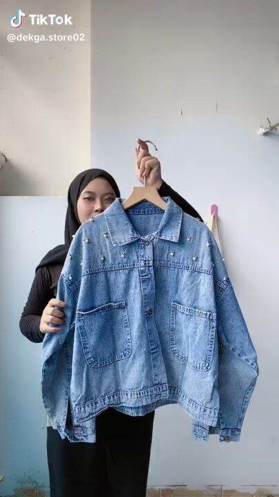 Jaket jeans outlet oversize