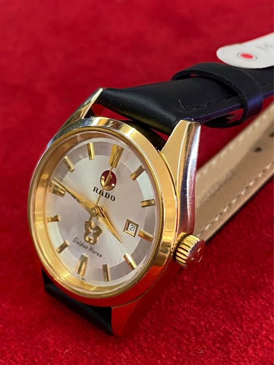 rado-ม้าทอง-25jewels-golden-horse-automatic-ตัวเรือนทองชุบ-20-microns-บอยไซร์-นาฬิกาใส่ได้ทั้งชายและหญิง-มือสองของแท้