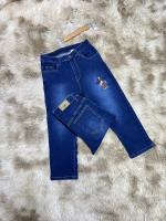 Dom Jeans ยีนส์ 5 ส่วน ลายปักการ์ตูน เอวสูง-ผ้ายืด เอว28-40