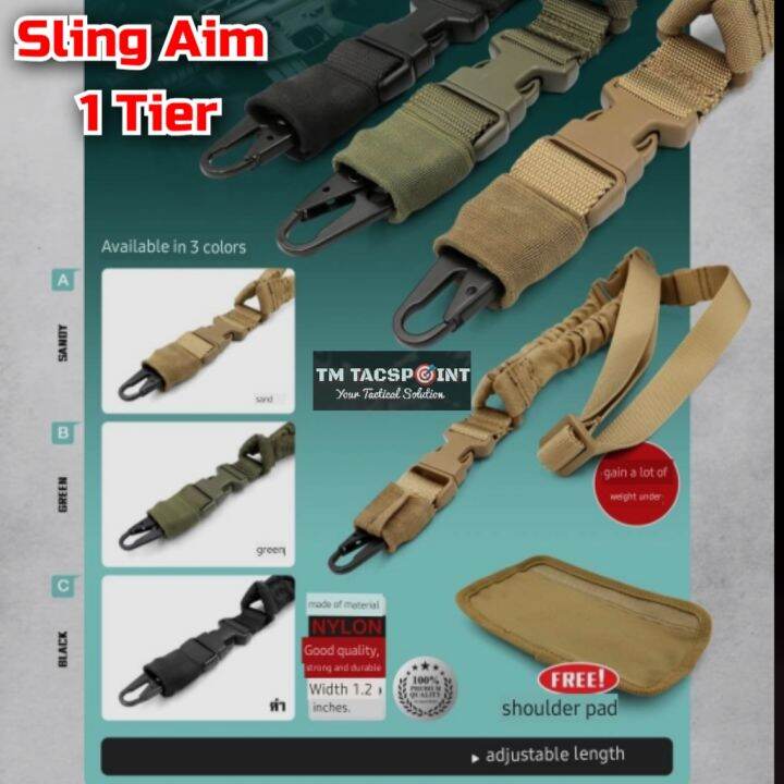 TALI SLING AIM 1 DAN 2 TIER/POINT TAKTIKAL NYLON KETUMPATAN TINGGI DAN ...