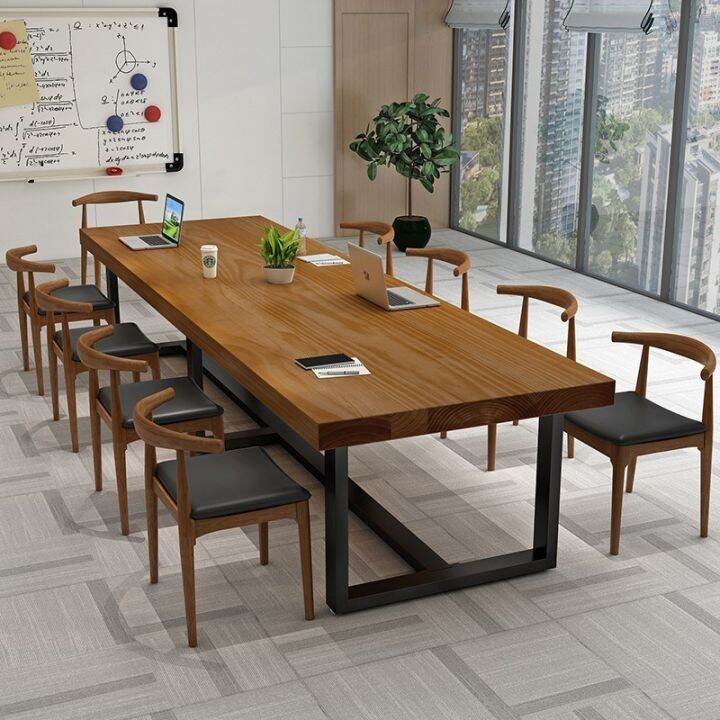 Solid Wood Conference Table Minimalist Modern Large Board Table Office Long Table Training