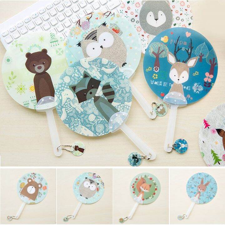 Valink Round Hand Fan With Plastic Handle For Kids Novelty Cartoon