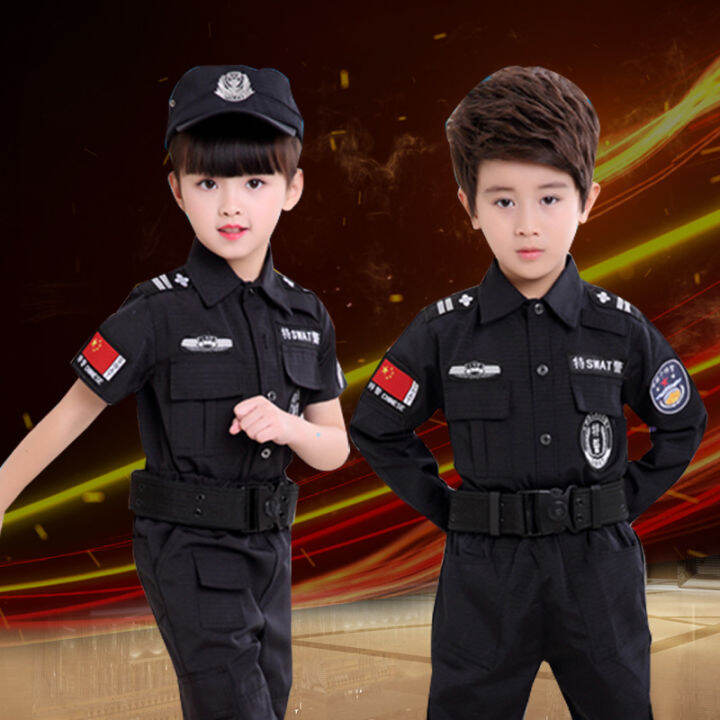 Direct Selling Children's Police Officer Performance Uniform SWAT Suit