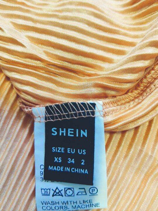 shein-มือ1-กางเกงขายาว-อัดกลีบเล็ก-สีโอรส