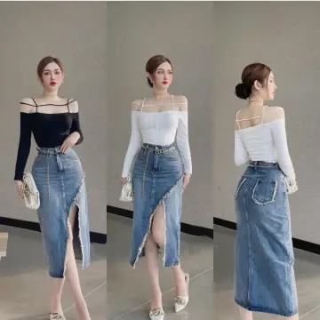 Chân Váy Jean Dài Xẻ Tà Giá Tốt T072023  Mua tại Lazadavn