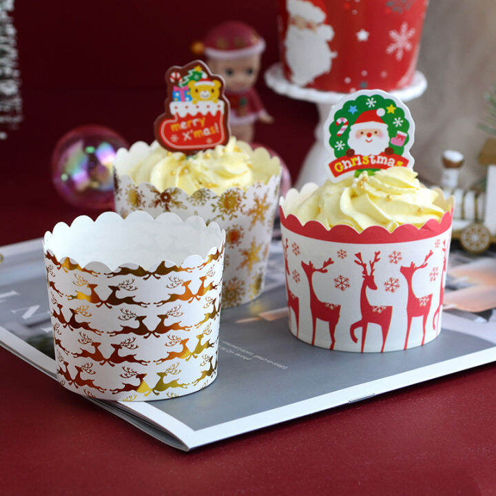Muffin Cake Paper Cups Gilded Christmas Cake Cup Air Fryer Oven Special