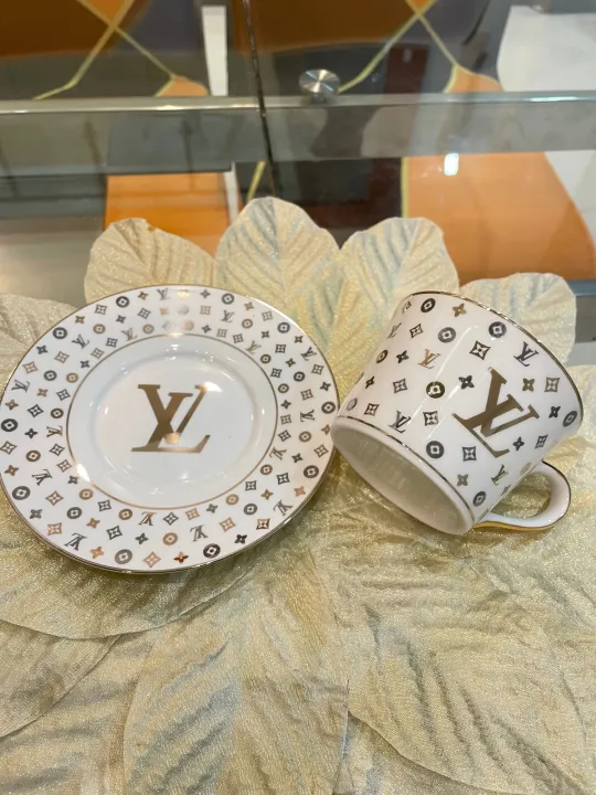 LV inspired set of 2 plates & teacup with saucer Lazada PH