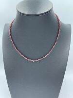 Red garnet 2mm with golden clasp.