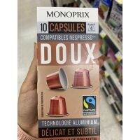 กาแฟแท้คั่วบด ชนิดแคปซูล ตรา โมโนพรีซ์ 50 g. Monoprix Capsules Compatibles Doux แคปซูล คอมแพตทิเบิ้ล ดุซ์