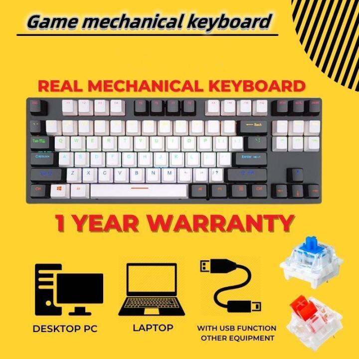 RGB Mechanical Keyboard 87 Keys Hybrid Keycap Colors Real Mechanical