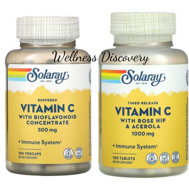 Solaray Buffered Vitamin C with Bioflavonoid Concentrate, 500 mg/Timed