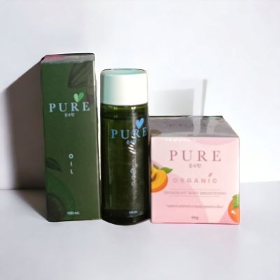 Pure Oil and PURE cream , PURE Organic, new formula pure cream, 50g.