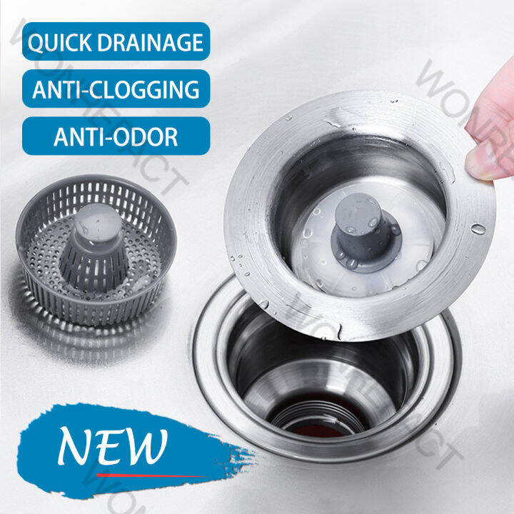 Stainless steel Kitchen Sink Filter Stopper Basin Waste Bathroom High ...