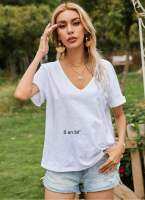 เสื้อยืด แขนรีด คอวี
