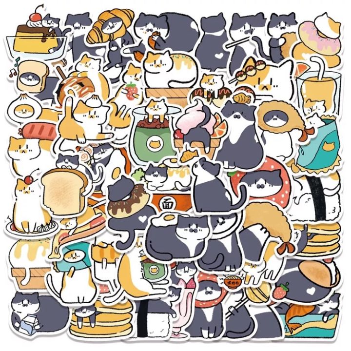 sticker-สติ๊กเกอร์-น้องแมว-221-น้อนแมว-50ชิ้น-น้องน่ารักมาก-ญี่ปุ่น-น้อง-แมว-น่ารัก-cat-น้อน-แมว-เหมียว-แมวส้ม-แมวเทา