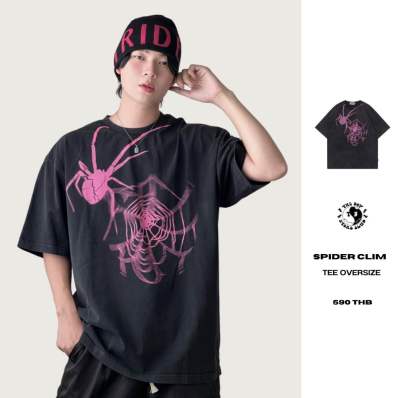 THEBOY-SPIDER CLIM OVERSIZE เสื้อยืดสีฟอกทรงโอเวอร์ไซส์