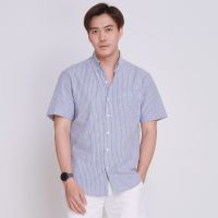 Manfair Shirt - The Stripe เสื้อเชิ้ตแขนสั้นผ้า Cotton Oxford 100% (MF027)