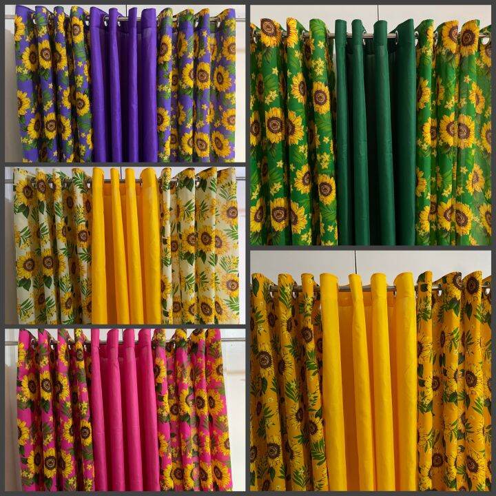 Sunflower Design Ring Curtain Geena Fabric 5ft and 7ft sold per piece