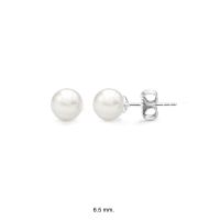 ต่างหูมุกแท้ ขนาด 6.5 มม. Pearl Stud Earrings ตัวเรือนเงินแท้