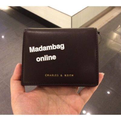 Charles Keith Evelynn Snap Button Mini Wallet กระเป๋าสตางค์ใบสั้น หนังเรียบ