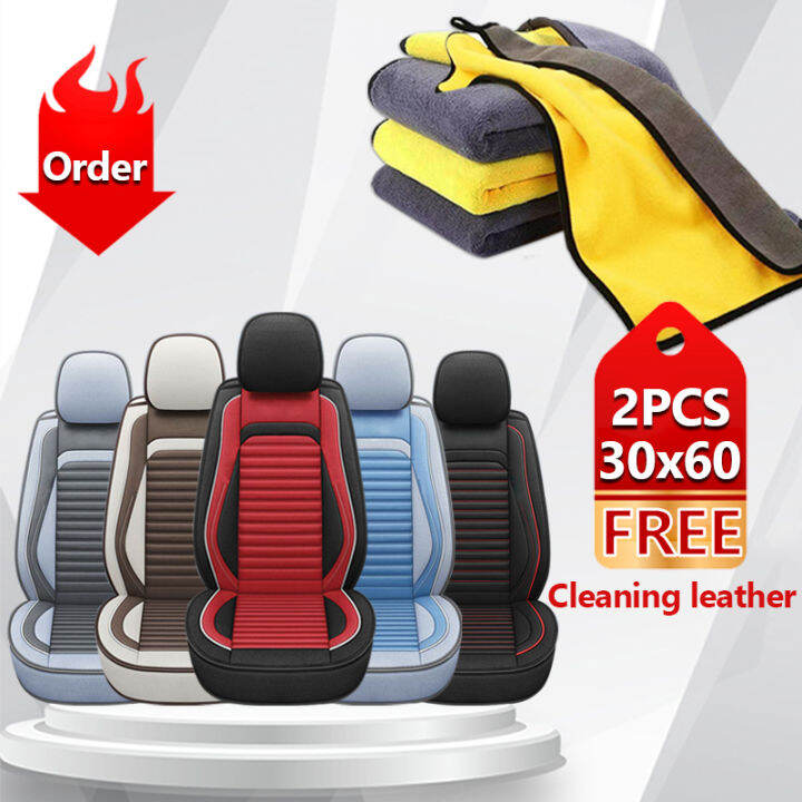 5Seater Car Seat Cover Set Universal Fully Wrapped Linen Seat Cover
