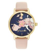 ♠️Kate Spade Metro Euro Map Navy Nude Pink Gold Womens Watch KSW9039 สายหนัง สีนู๊ด ขนาดตัวเรือน 34MM.