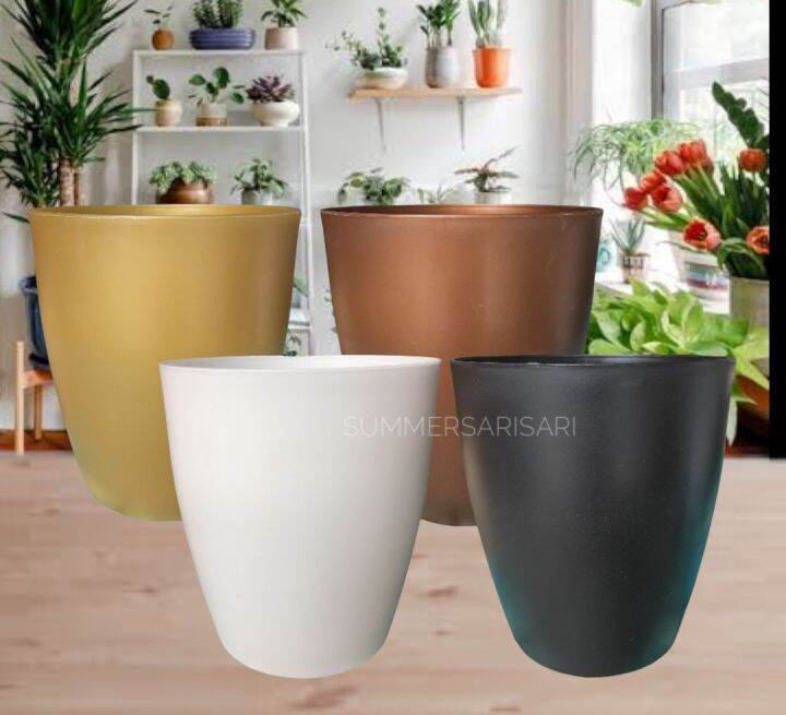 2-pc Set Classy Pot White Plastic Plant Pot 