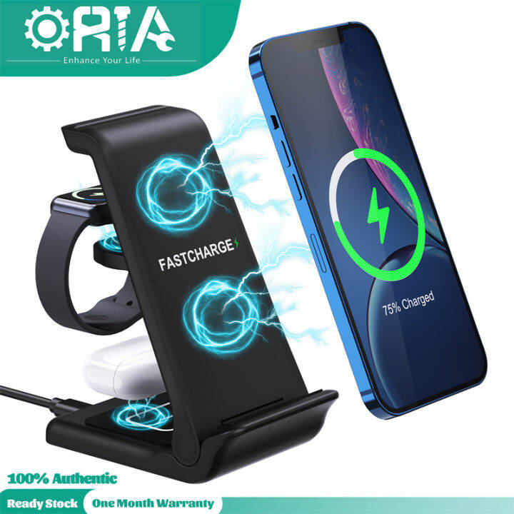 ORIA 3 in 1 Wireless Charger 15W Fast Charger Station Wireless Charging