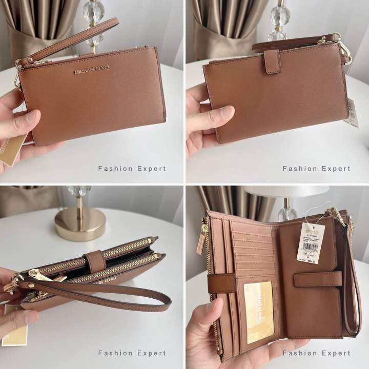 ของแท้100-กระเป๋าสตางค์-michael-kors-jet-set-travel-large-double-zip-wristlet-35f8gtvw0l