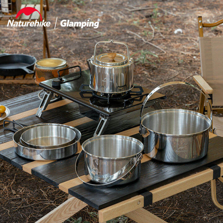 Naturehike Threeinone Stainless Steel Pot Set Portable Outdoor