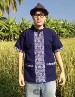 เสื้อพื้นเมือง แต่งผ้าพิมพ์ลายช้าง-ชาย (Native shirt-Man)