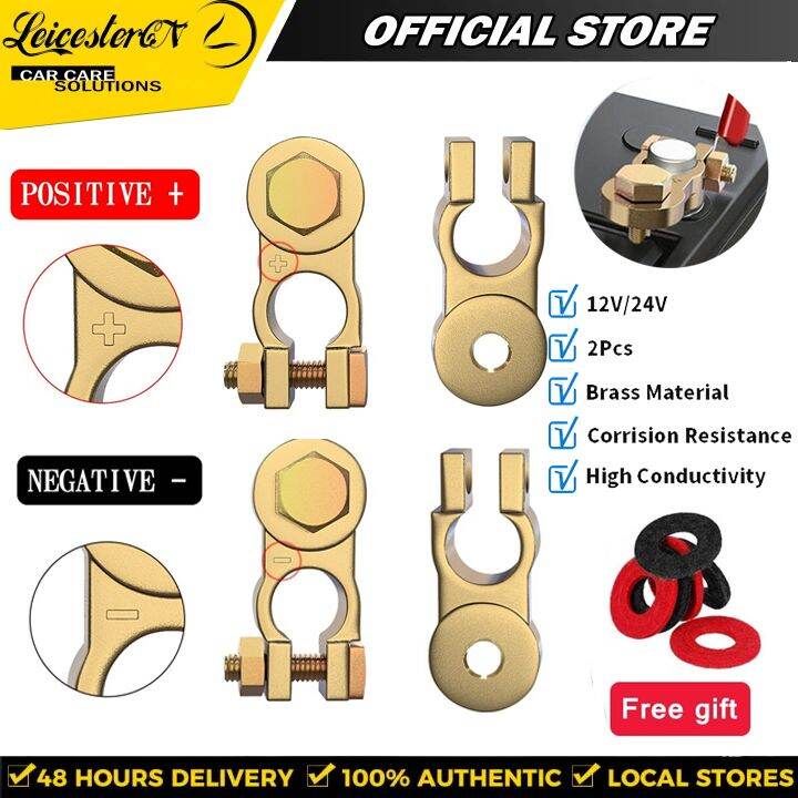 LST 2PCS 12V/ 24V Brass Quick Release Battery Terminals Clamps Copper