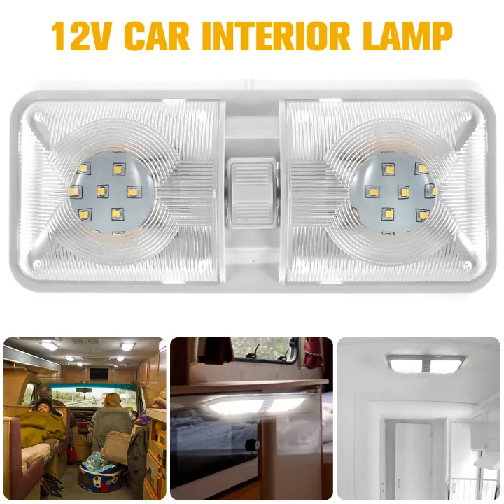 Double Dome Light 48 LED 12V Car RV Ceiling Roof Side Dome Double ...