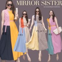 ?ป้าย Mirrorsister​ 00821.3 เดรสแขนกุดทรงสวยใส่สบาย ดีไซน์เก๋ไก๋สุดๆ แต่งต่อผ้าสลับ3สี มาพร้อมสายผูก