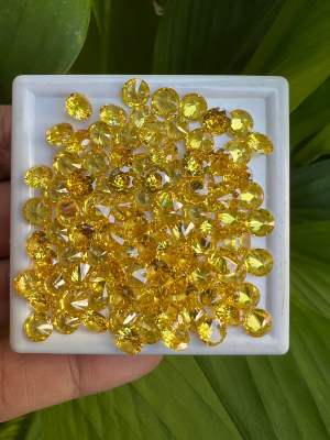 เพชรรัสเซียสีเหลือง BRILLIANT YELLOW American diamond stone ROUND 1.70MM( มิลลิเมตร) 100 PCS( 100 เม็ด) เกรดอย่าง ดี