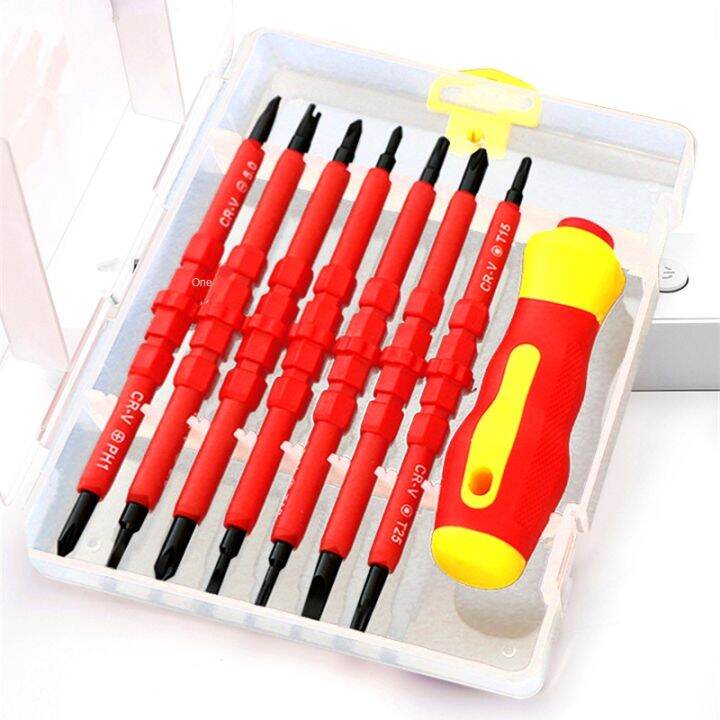 Pcs Vde Insulated Screwdriver Set Slotted Phillips Screw Driver Bits Kit With Tester Pen