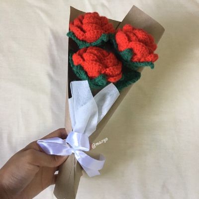 ดอกกุหลาบไหมพรม💐🧶 Rose⚘ของขวัญวันวาเลนไทน์  📌พร้อมส่ง