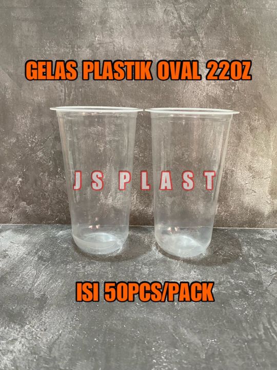 Isi 50pcs Gelas Oval 22oz U Cup 22oz Bahan Pp Tebal Lazada Indonesia 0773