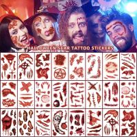 สติ๊กเกอร์รอยแผลเป็นเลือดtattoo halloween party สินค้าพร้อมจัดส่ง