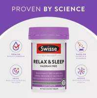 Swisse Ultiboost Relax &amp; Sleep ช่วยให้นอนหลับ ผ่อนคลายกล้ามเนื้อ 60 เม็ด (วันหมดอายุ:05/2025) พร้อมส่งทันที