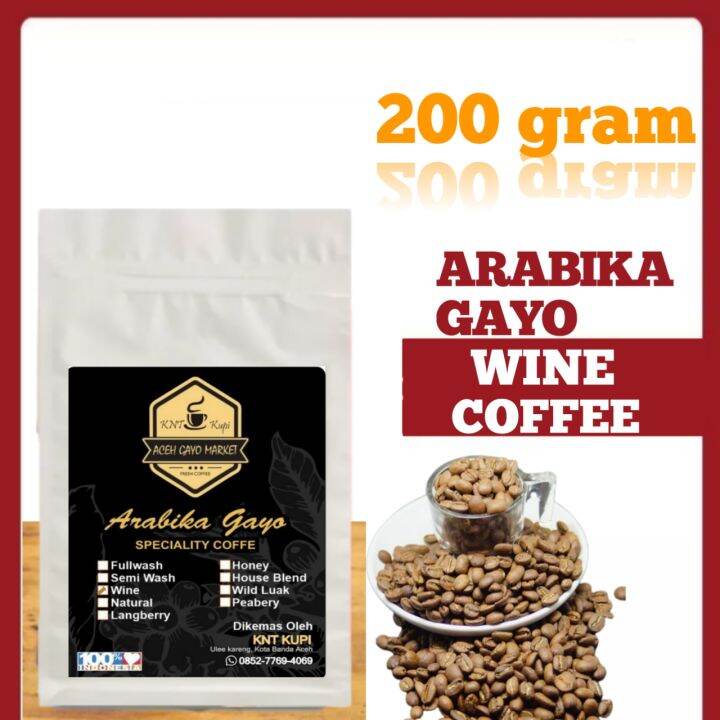 Kopi Arabika Arabica Aceh Gayo Wine Asli Original Gram Sangrai