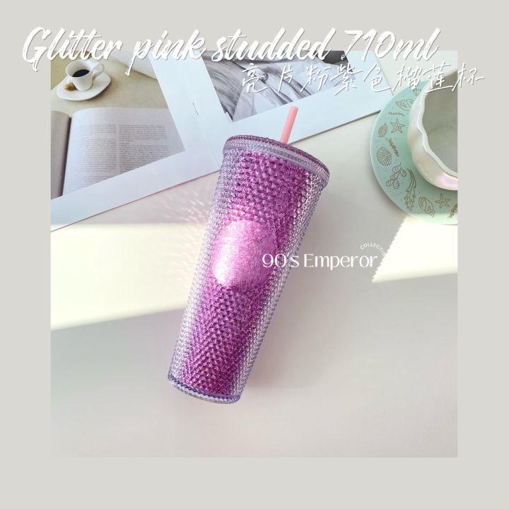 Iridescent Glitter Purple Venti Studded Tumbler