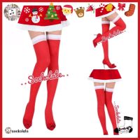 (พร้อมส่งจากไทย) ถุงเท้าแฟชั่นคริสต์มาส ถุงเท้าแซนตี้ สีแดงขอบขาว ถุงเท้าแฟชั่น ยาวคลุมเข่า ถุงเท้าคริสต์มาส